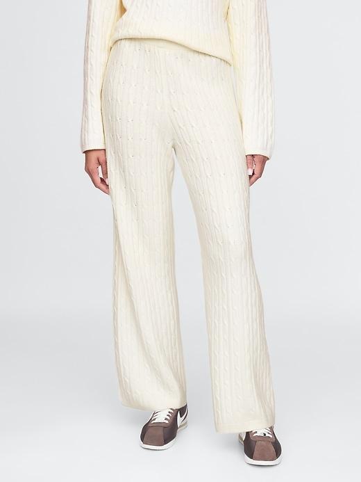 CashSoft Cable-Knit Sweater Pants Product Image