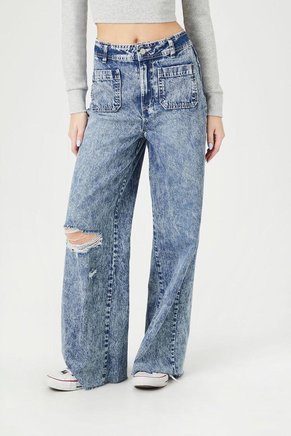 Acid Wash Distressed Baggy Jeans | Forever 21 product image