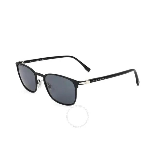 Grey Rectangular Men's Sunglasses Boss 1043/s 0003 52 In Black Product Image