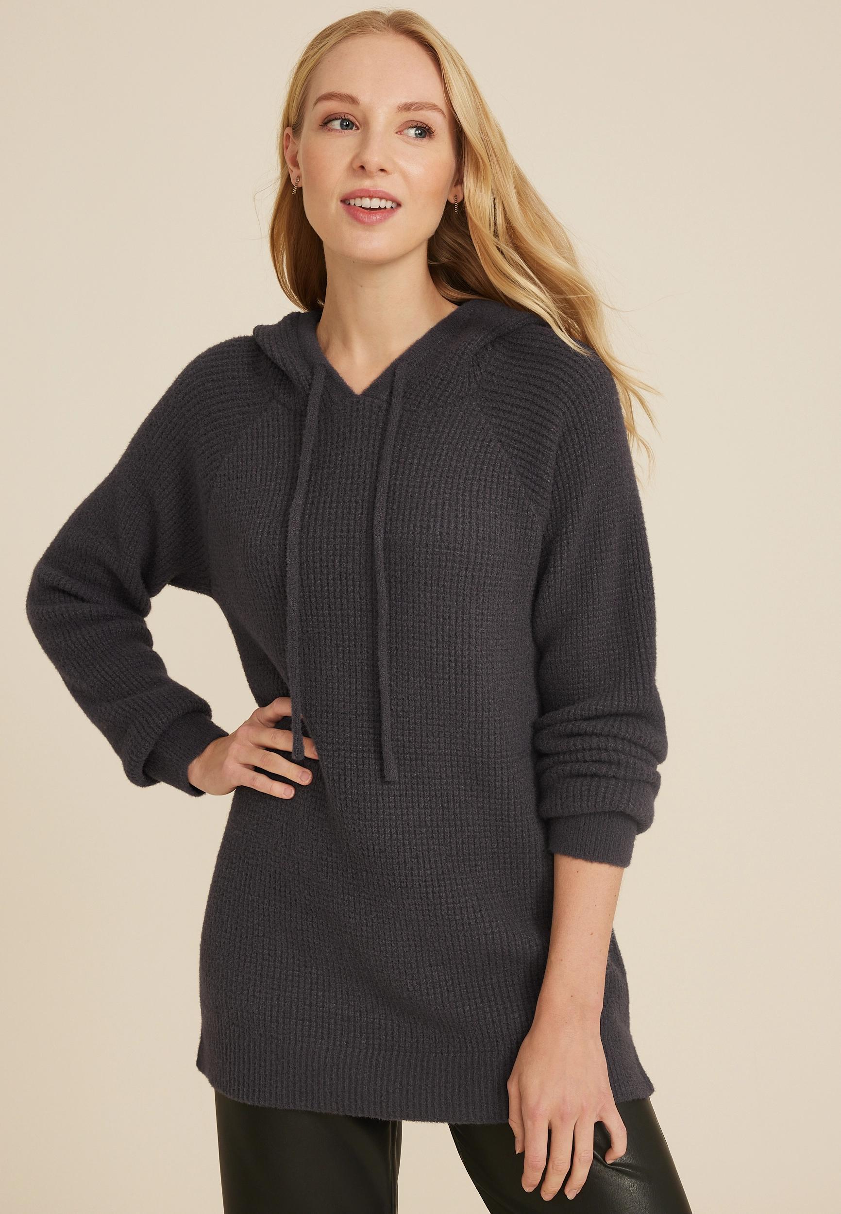 Waffle Knit Hooded Tunic Product Image