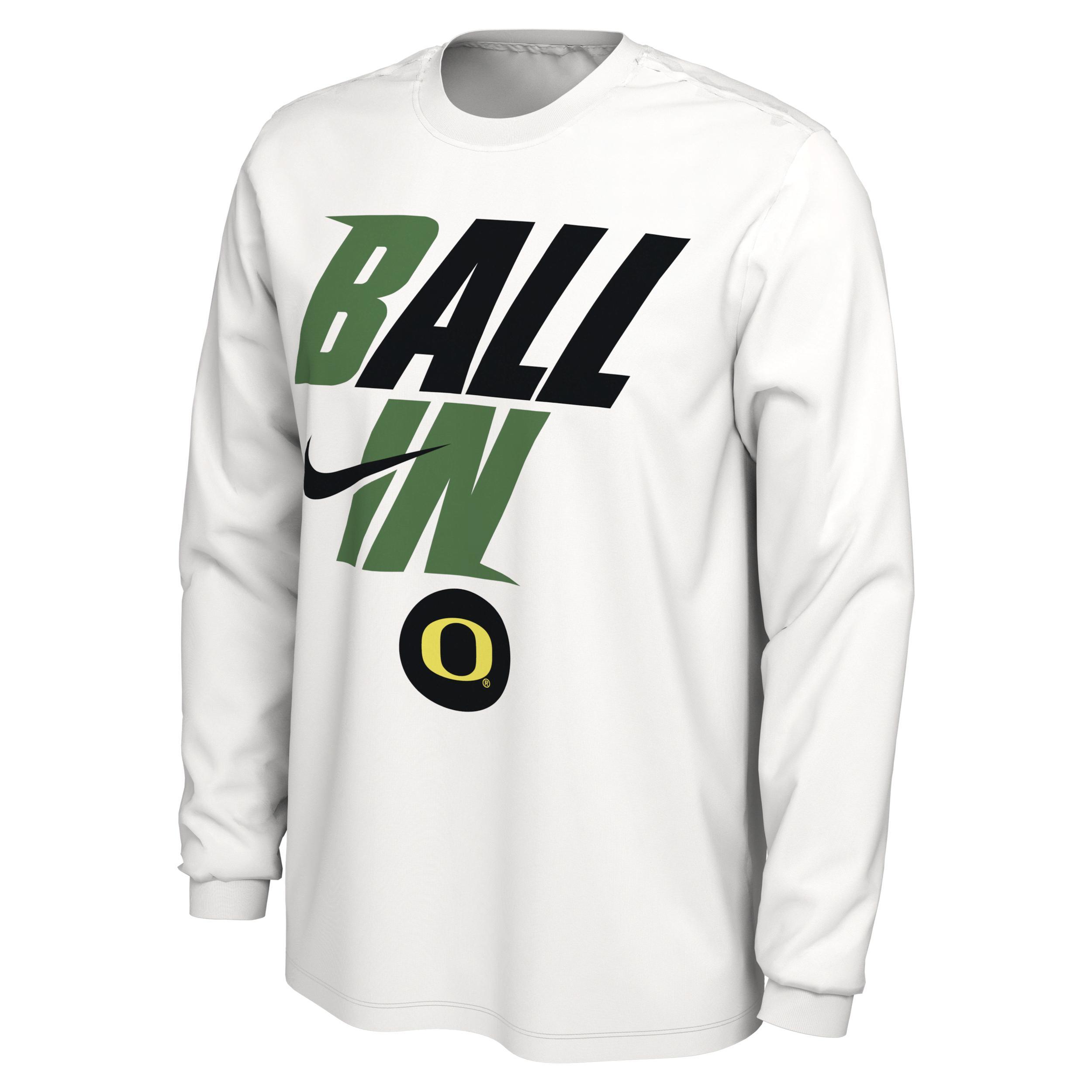 Mens Nike White Oregon Ducks Ball In Bench Long Sleeve T-shirt Product Image