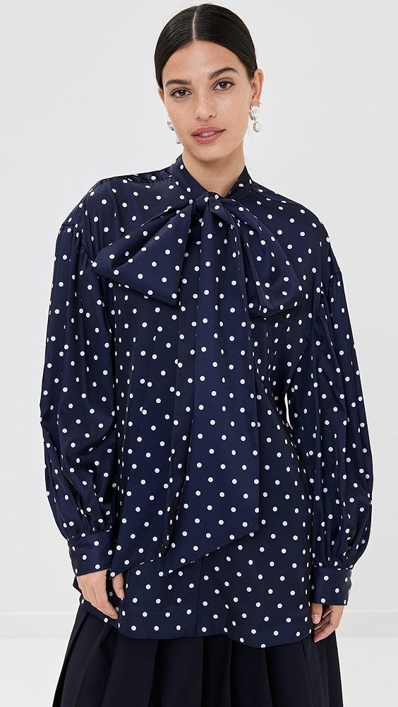 Simone Rocha Neck Bow Puff Sleeve Shirt | Shopbop Product Image