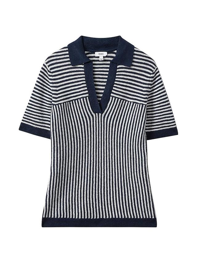 Womens Stevie Striped Knit Linen-Blend Tee Product Image