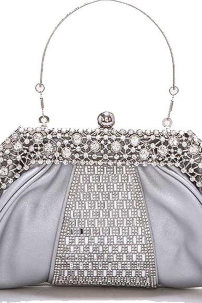 Crystal Statement Clutch Bag in Silver Product Image