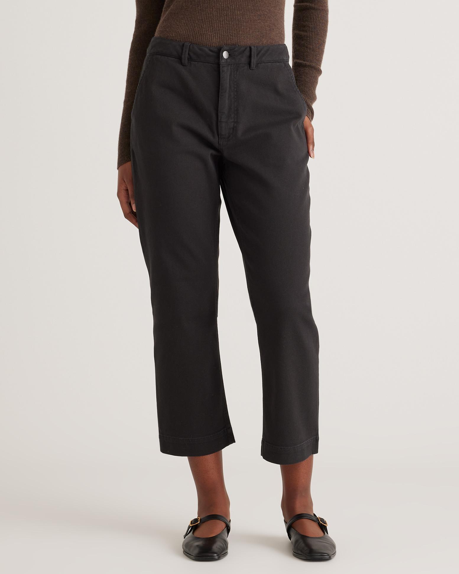 Organic Stretch Cotton Twill Straight Leg Cropped Pant Product Image