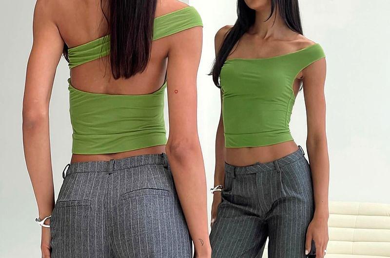 One Shoulder Backless Crop Top Product Image