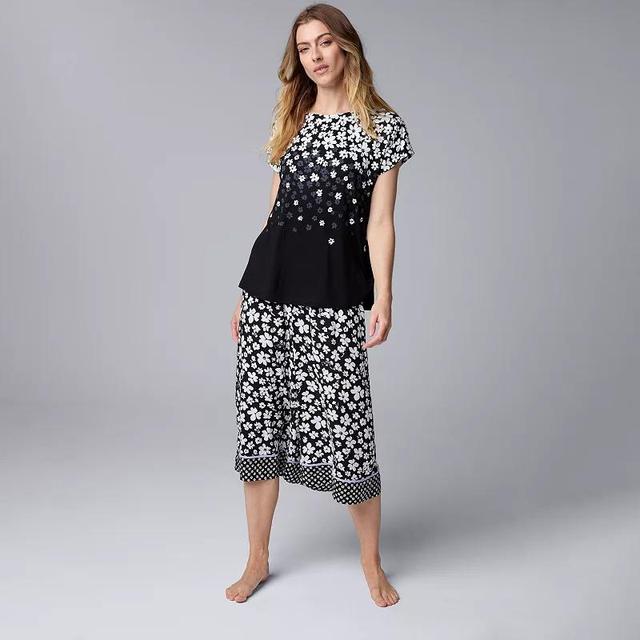 Womens Simply Vera Vera Wang Dolman Sleeve Pajama Top & Pajama Culotte Pants Set Product Image