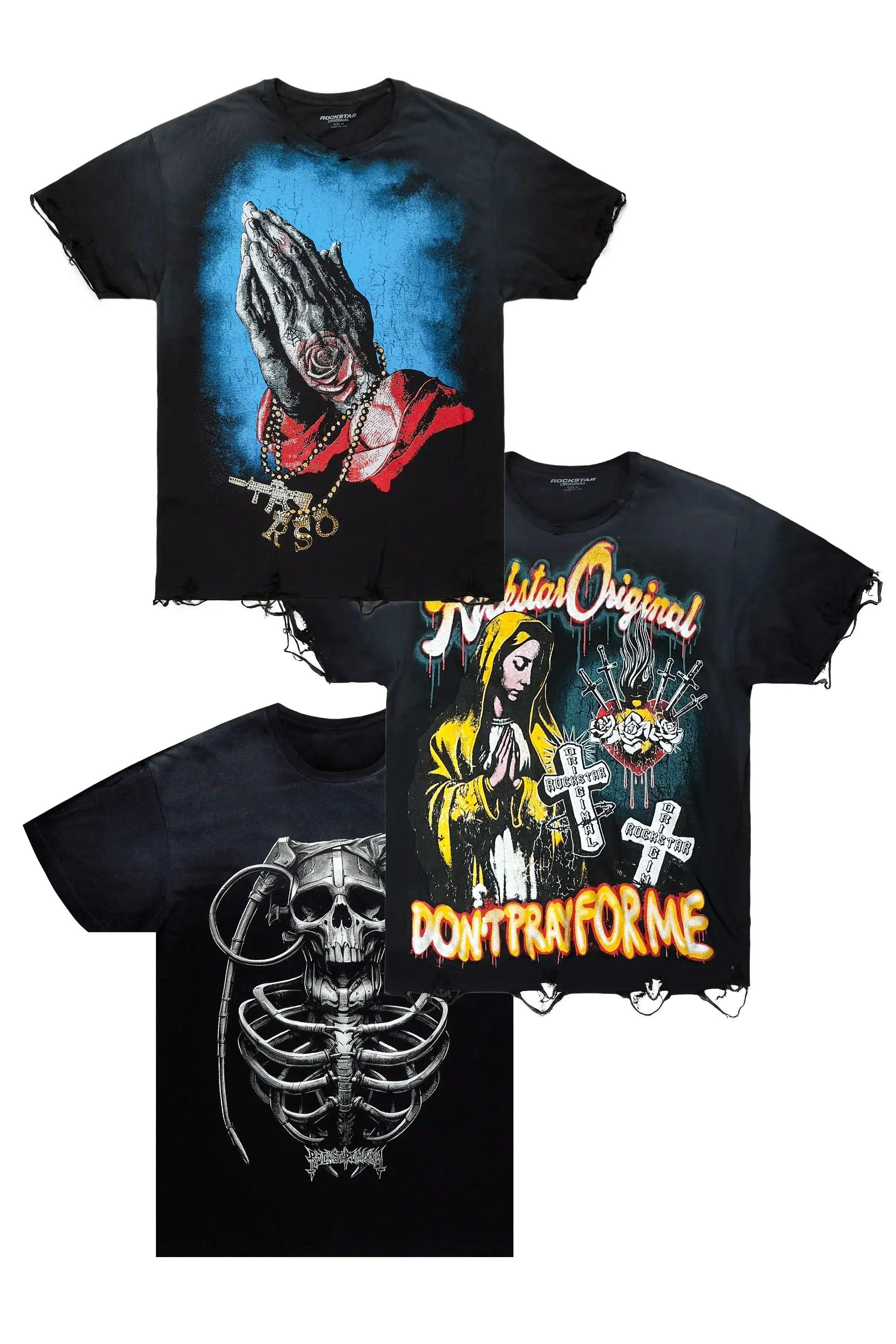 Mixed 3 Pack Graphic T-Shirts Male Product Image