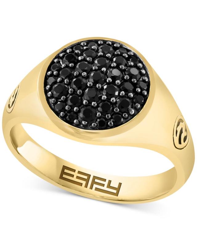 Effy Mens Black Spinel Cluster Ring (7/8 ct. t.w.) in 14k Gold-Plated Sterling Silver Product Image