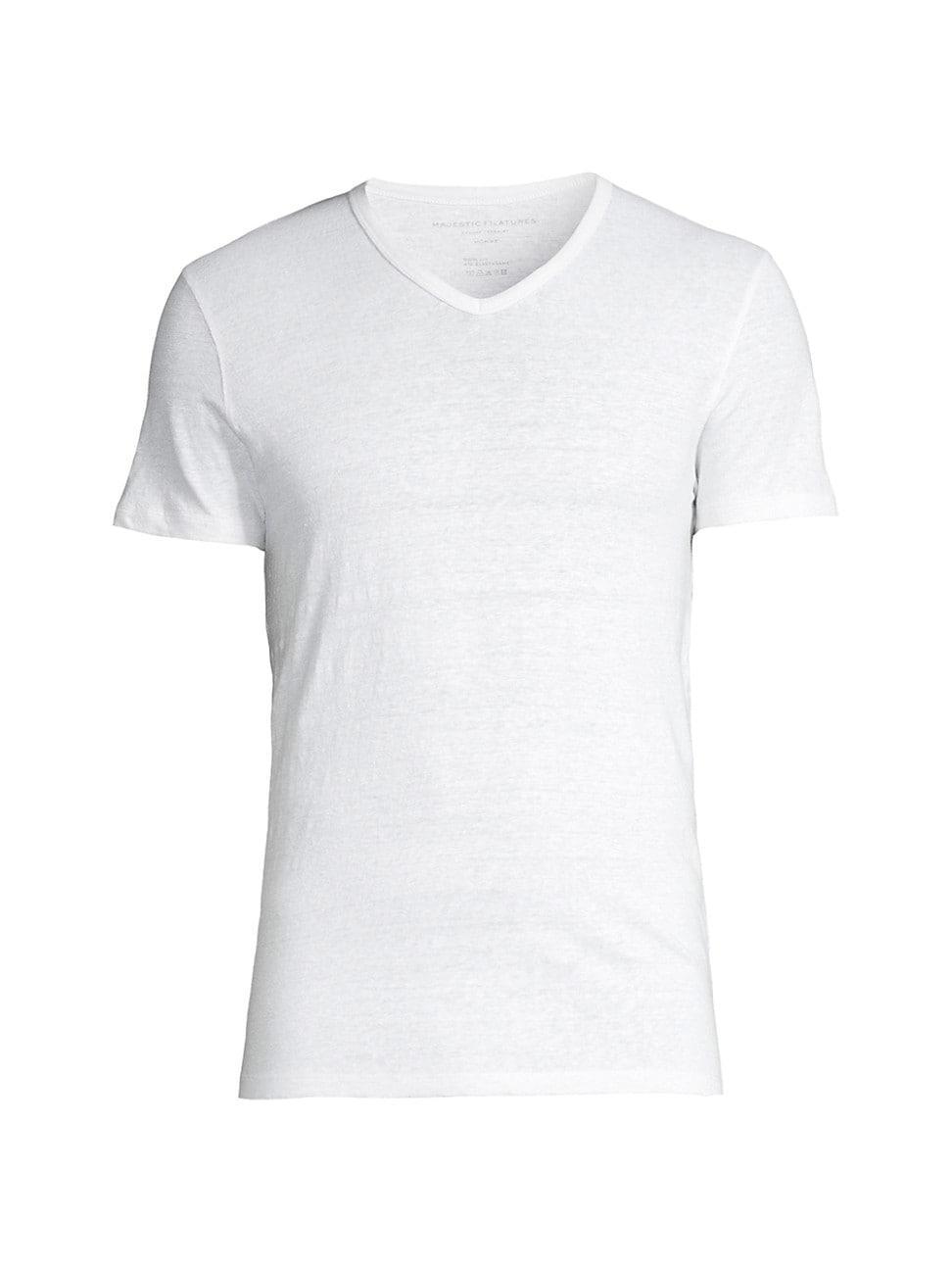 Mens Stretch Linen V-Neck Tee Product Image