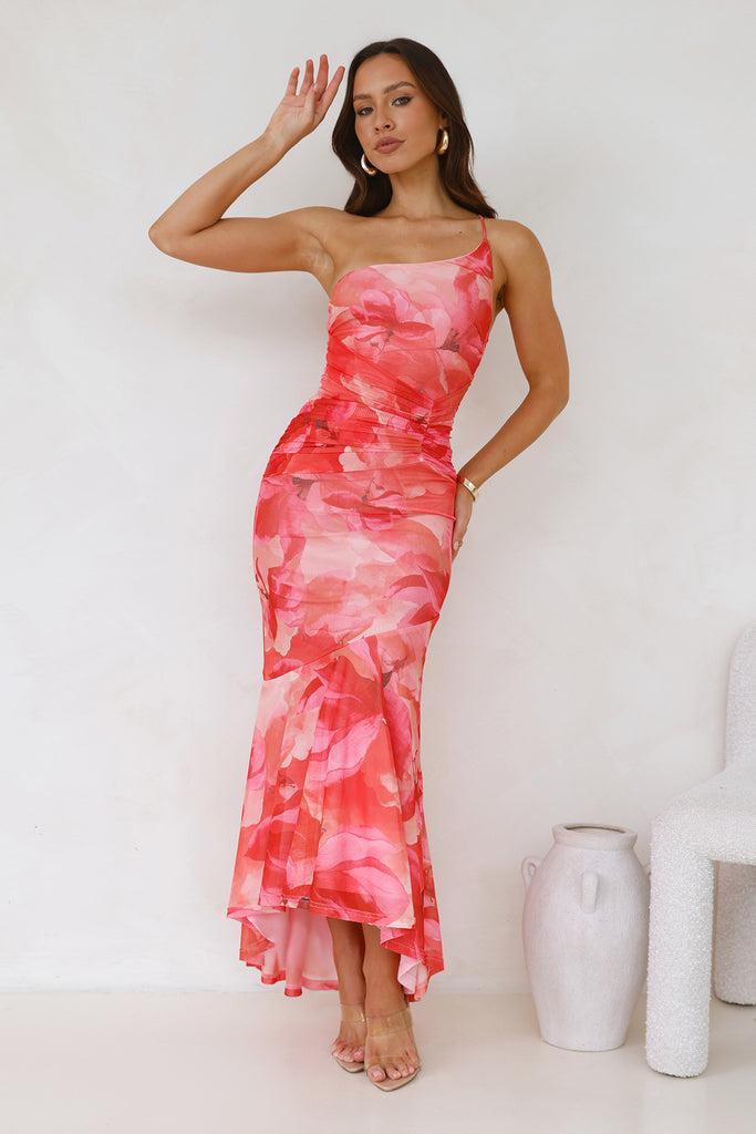 Totally Fabulous One Shoulder Mesh Maxi Dress Print Product Image