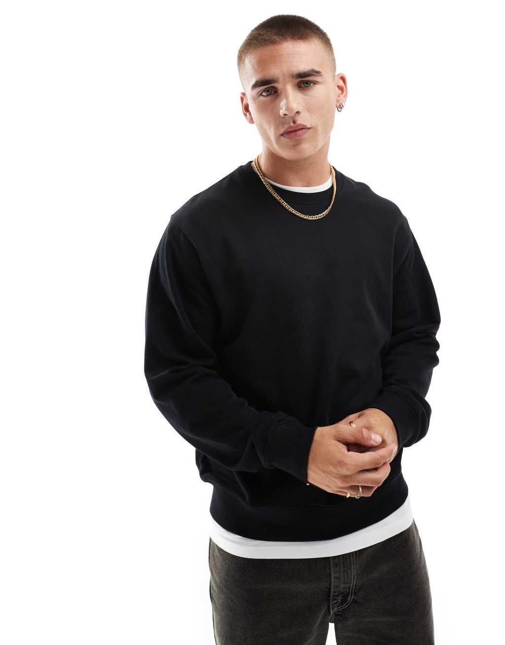 Jack & Jones oversized crew neck sweatshirt in black product image