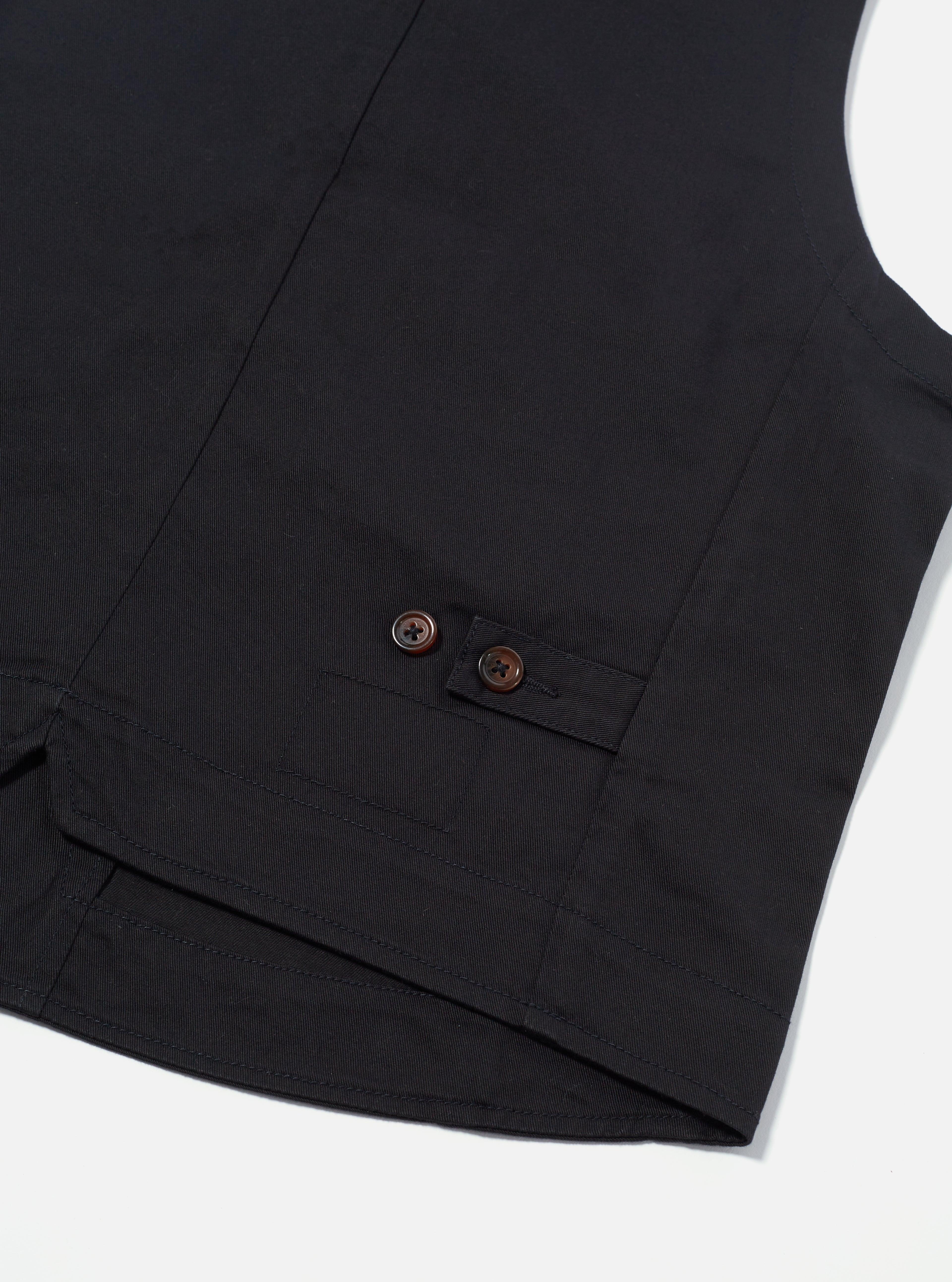 Universal Works Field Waistcoat in Black Twill Product Image