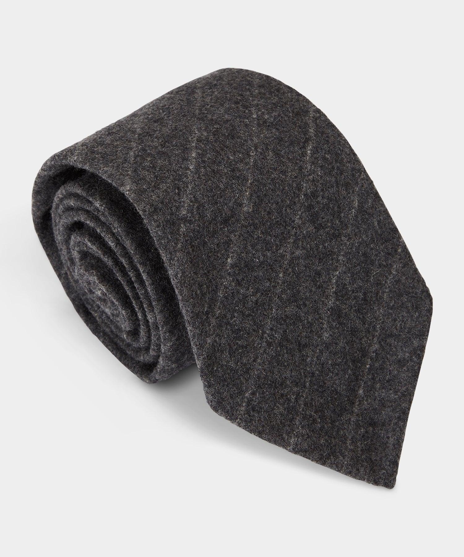 Pinstripe Flannel Wool Tie in Grey Product Image