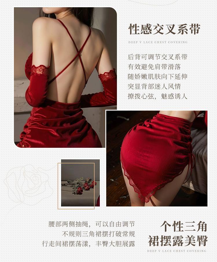 Lingerie Velvet Backless Nightgown Product Image