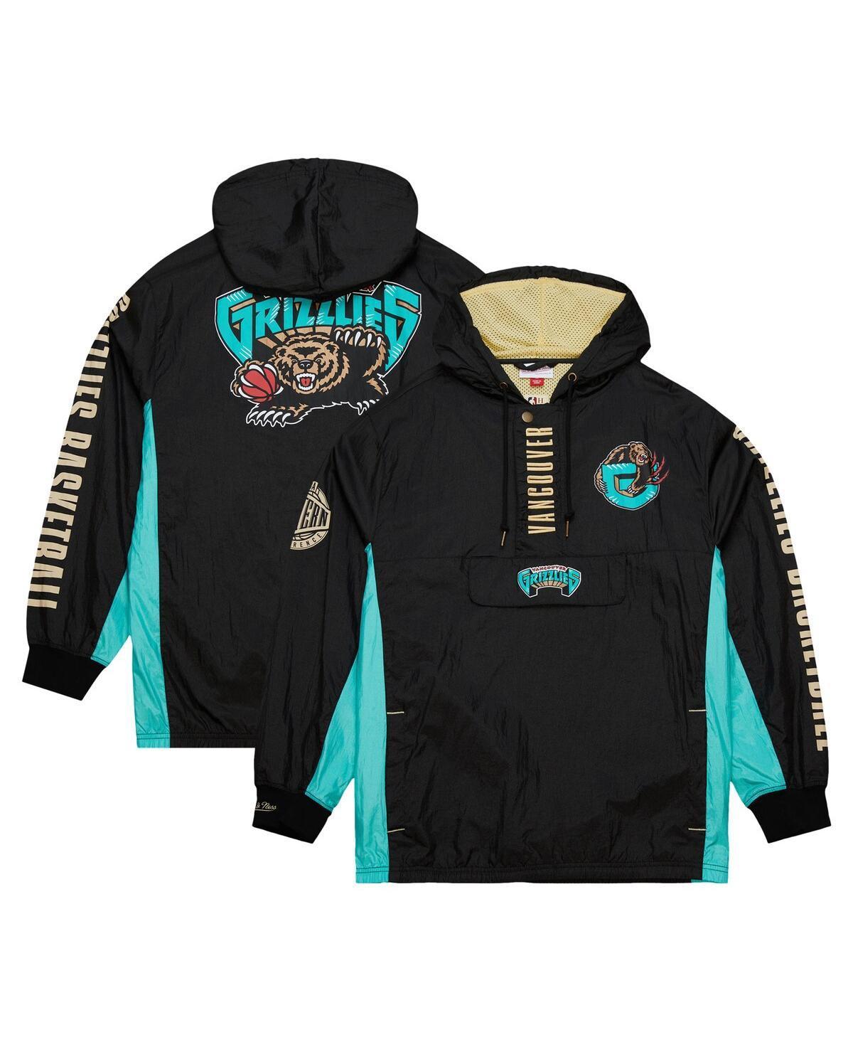 Mens Mitchell & Ness Distressed Vancouver Grizzlies Hardwood Classics Team Og 2.0 Vintage-Like Logo Anorak Windbreaker Quarter-Zip Jacket - Bla Product Image