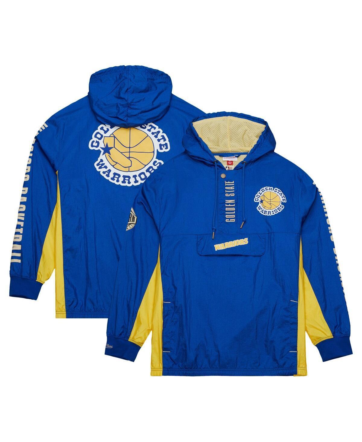 Mens Mitchell & Ness Roya Distressedl Golden State Warriors Team Og 2.0 Vintage-Like Logo Anorak Windbreaker Quarter-Zip Jacket Product Image