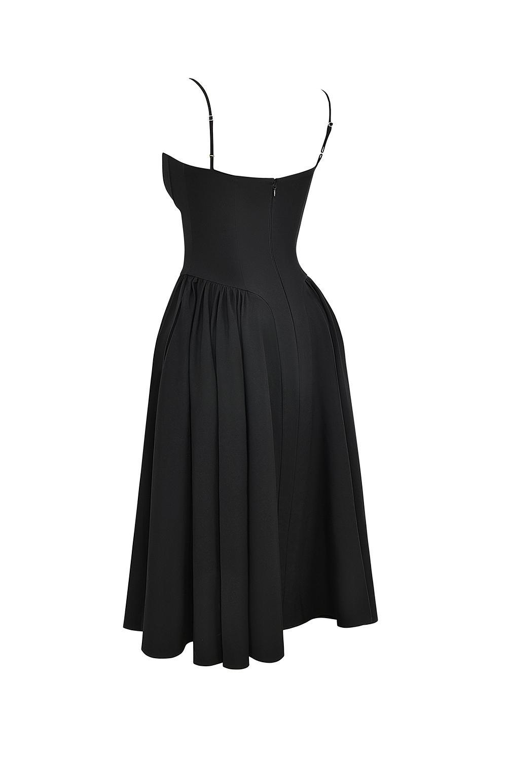 Samaria Black Corset Midi Dress Product Image