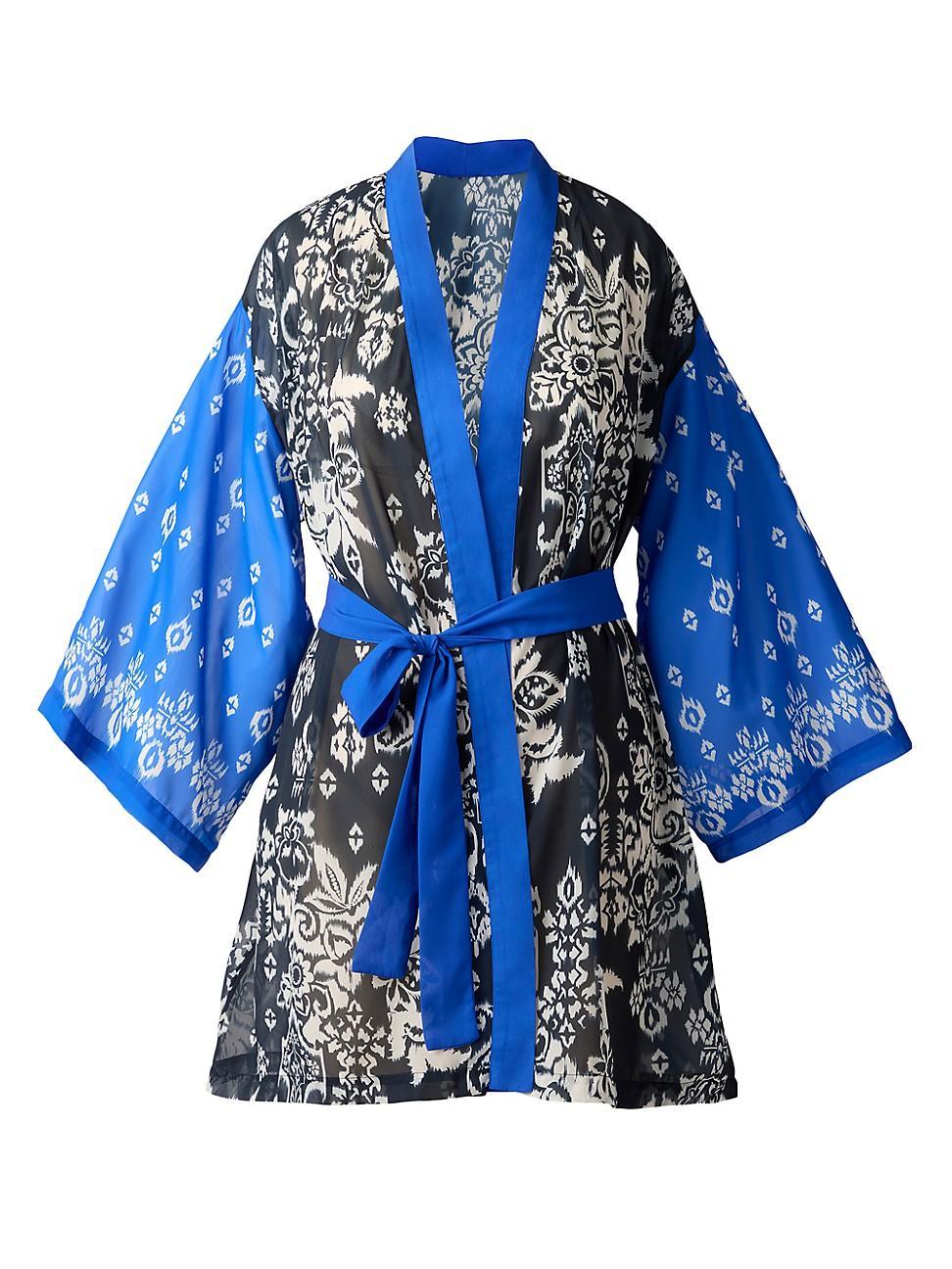 Womens Talavera Floral Georgette Kimono-Style Robe Product Image