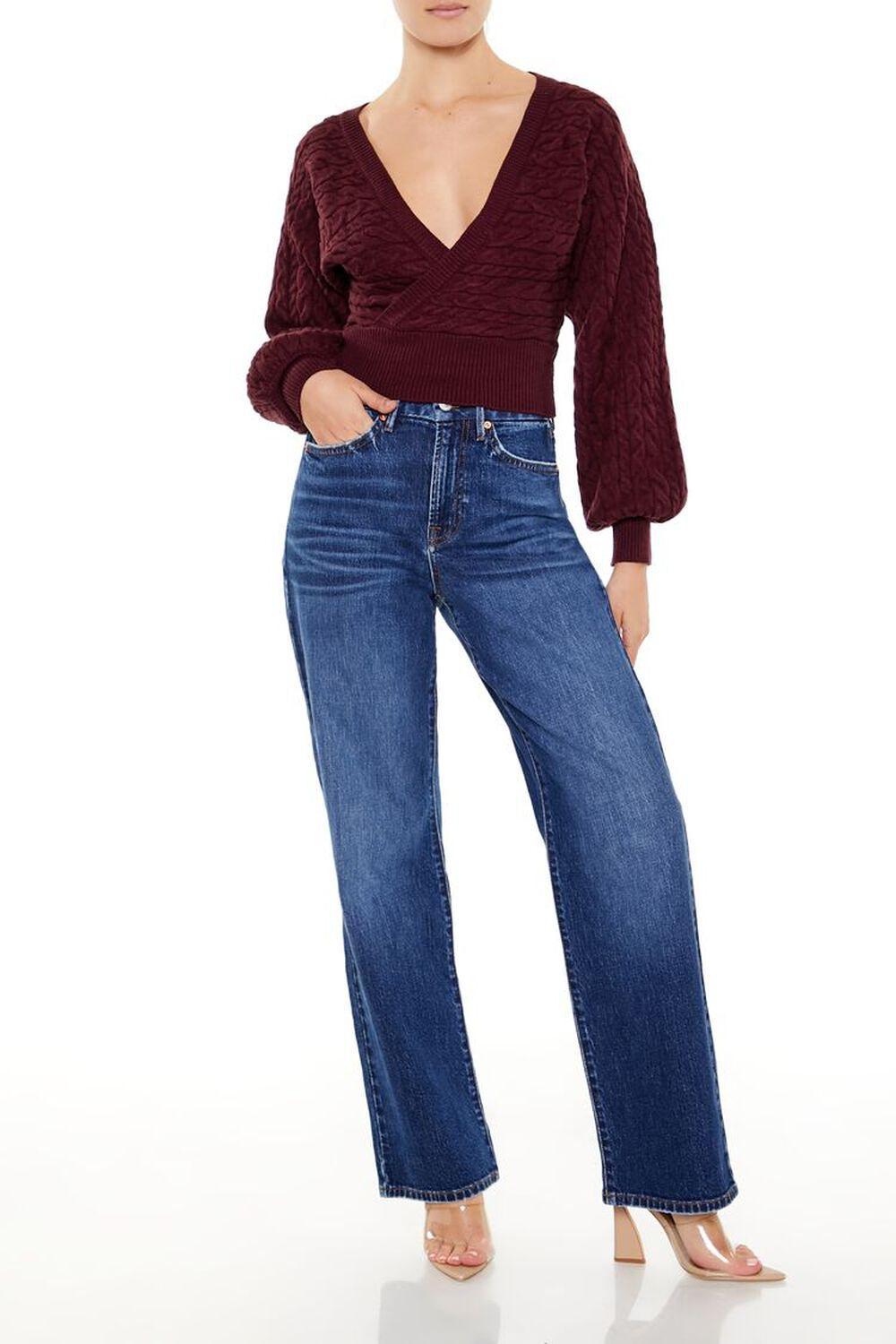 Peasant-Sleeve Cable Knit Sweater | Forever 21 Product Image