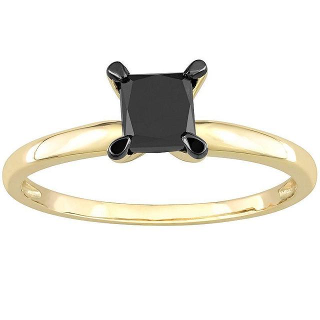 Stella Grace 14k Gold 1 Carat T.W Black Diamond Princess-Cut Solitaire Ring, Womens Product Image