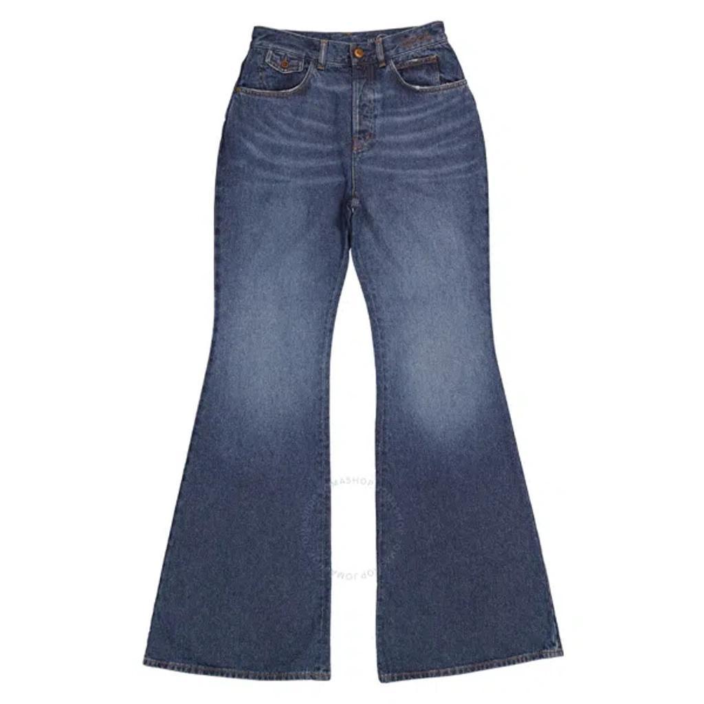 Chloe Ladies Faded Denim High-rise Flared Jeans In Blue product image