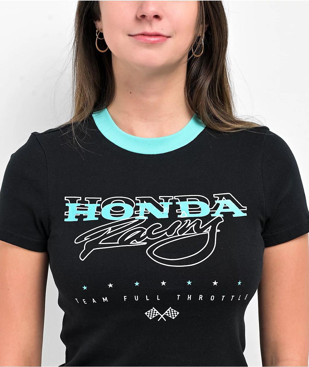 JT Racing x Honda Ringer Black Crop T-Shirt Product Image