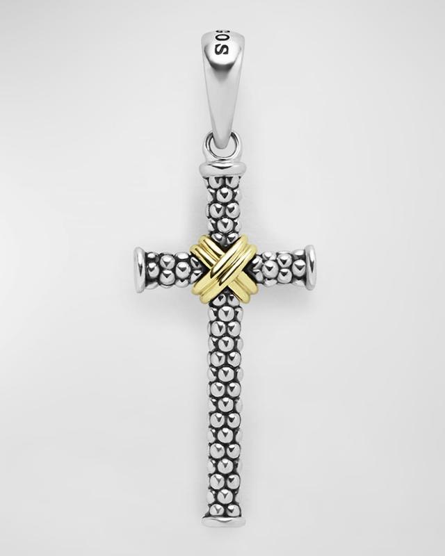 Lagos Mens 18K Yellow Gold Sterling Silver Anthem Caviar Bead X Cross Pendant - 100% Exclusive Product Image