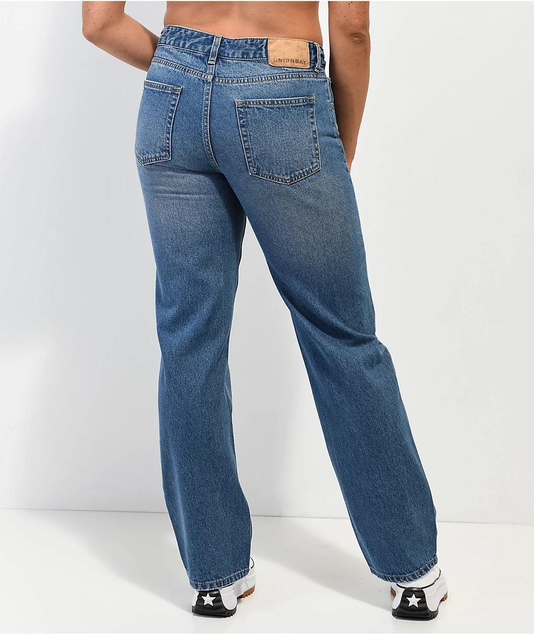 Unionbay Lowrise Straight Leg Blue Jeans Product Image