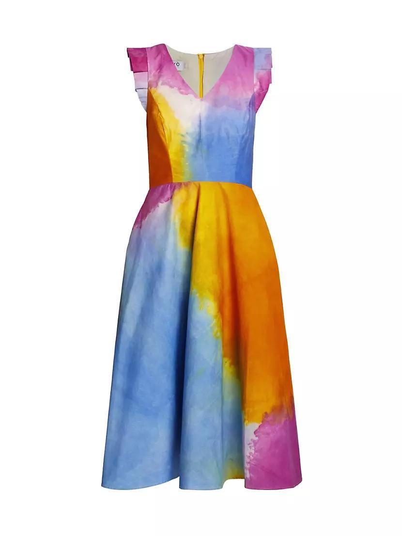 Wura Chambray Watercolor A-Line Dress Product Image