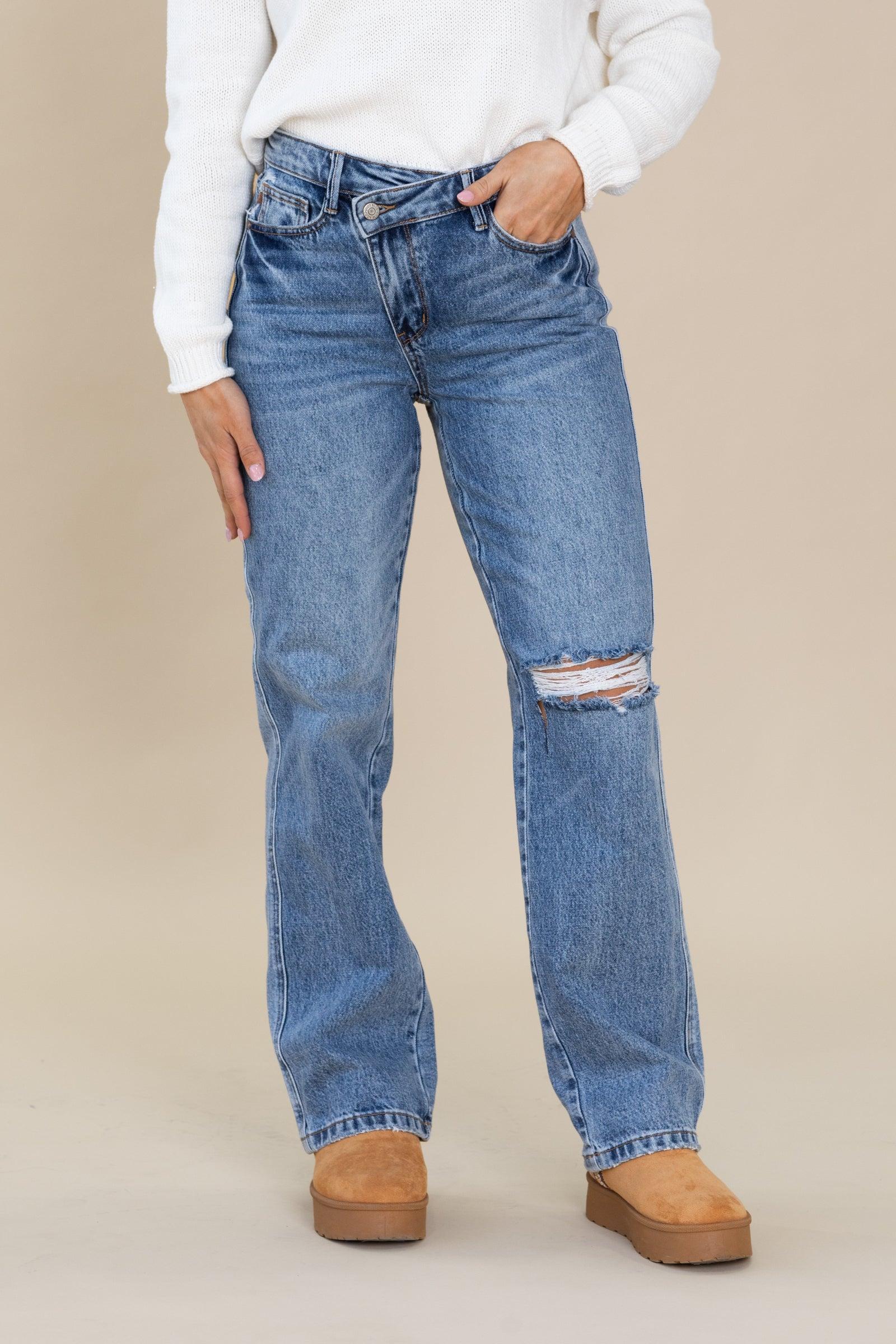 Judy Blue Rigid Criss-Cross Straight Jeans Product Image