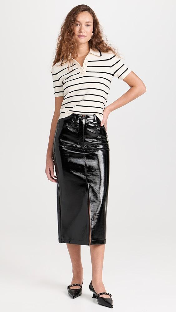 KITRI Penny Black Vinyl Midi Skirt | Shopbop Product Image