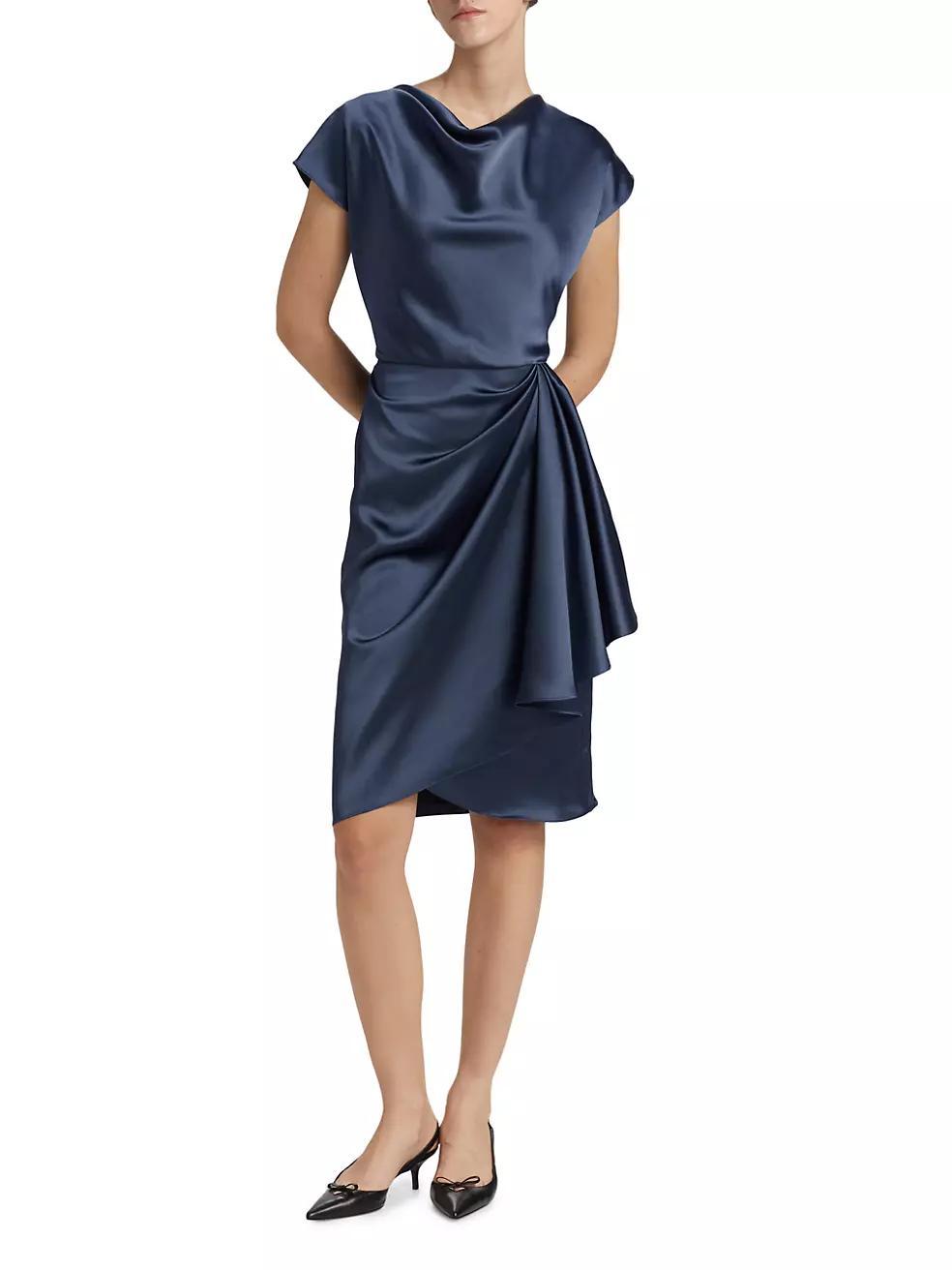 Draped Satin Cocktail Dress Product Image