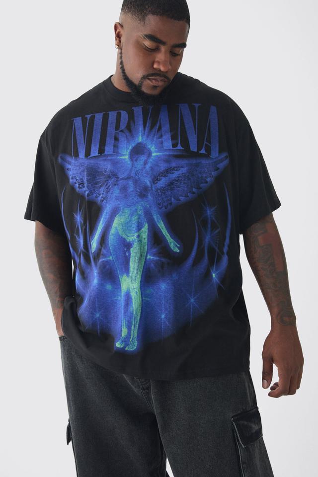 Plus Oversized Nirvana Over Seams License Print T-Shirt | boohooMAN USA Product Image