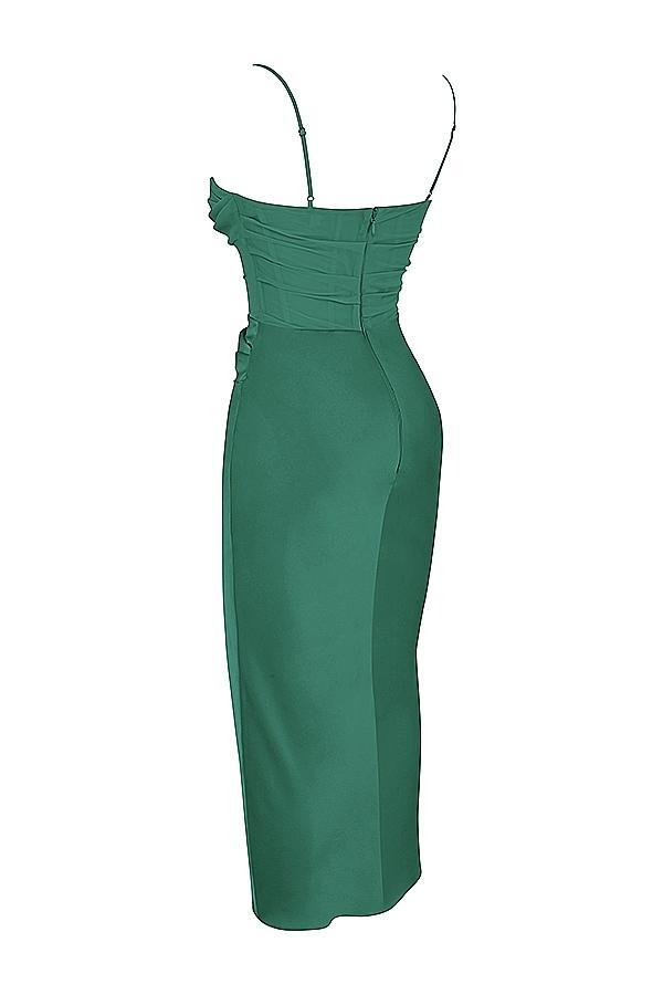 Teia Forest Draped Corset Midi Dress Product Image