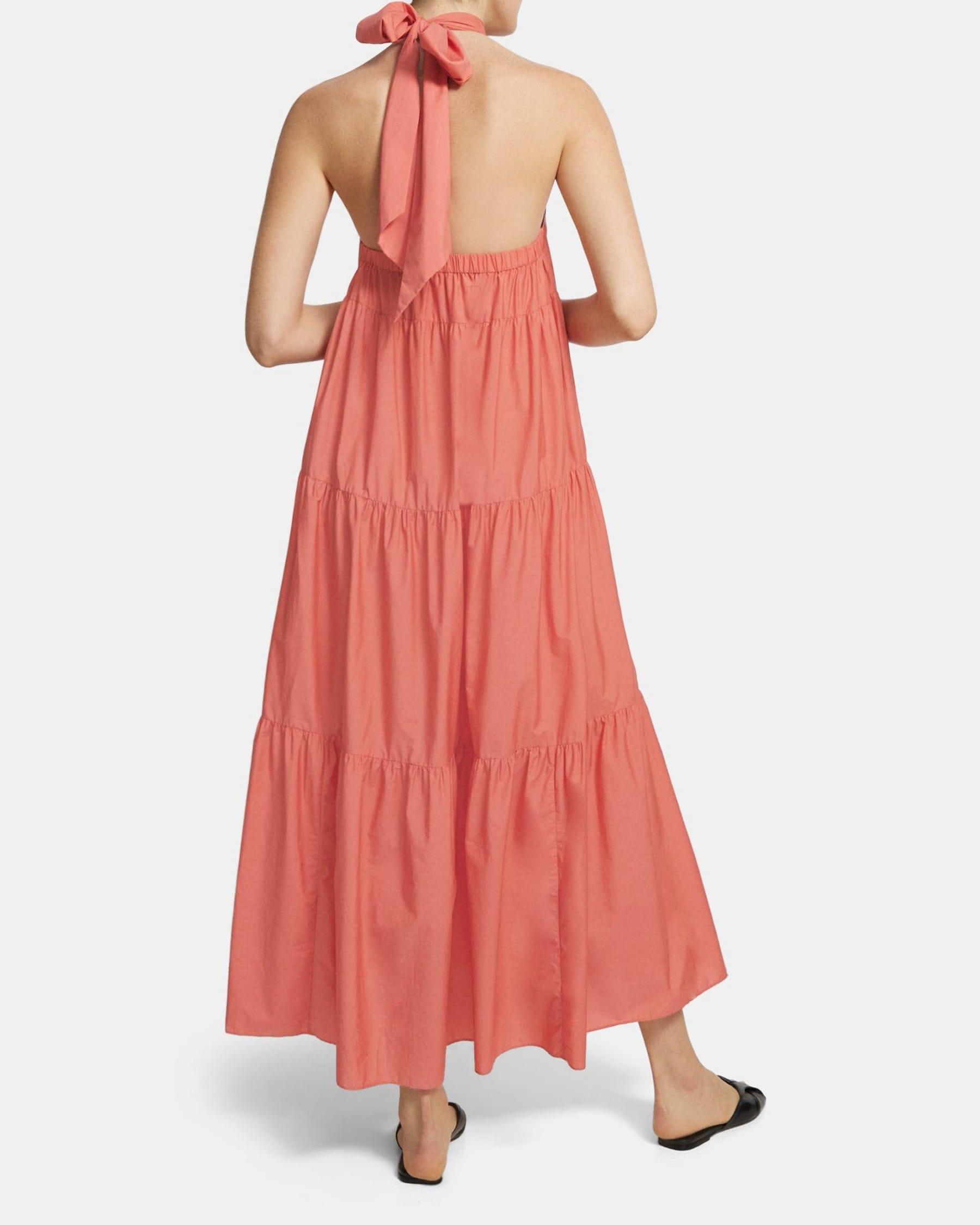 Tiered Halter Maxi Dress in Cotton Blend Product Image