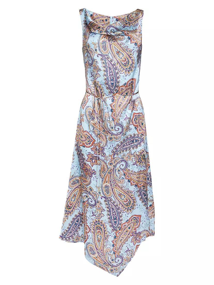 Printed Silk Cowlneck Maxi Dress Product Image