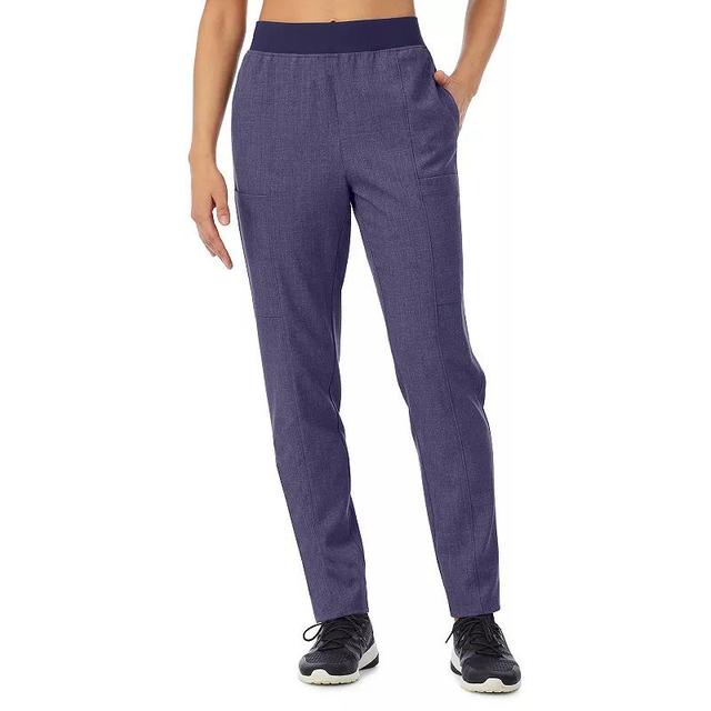 Petite Cuddl Duds Scrubs 4-Pocket Slim Pants, Womens Navy Grey Product Image