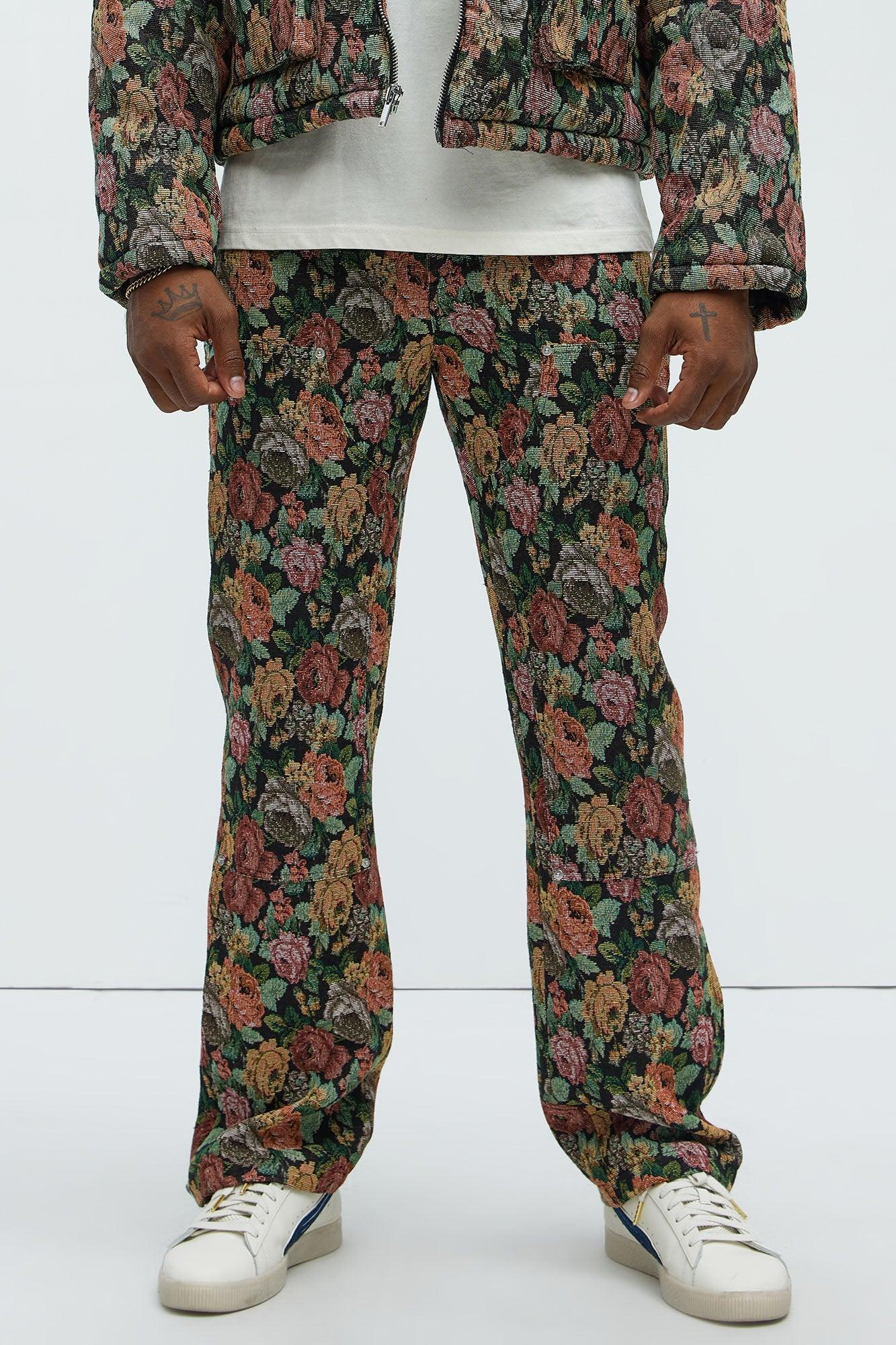 Bellevue Flared Tapestry Carpenter Pants - Black/combo Product Image