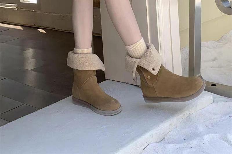 Fleece-Lined Faux Suede Short Boots Product Image