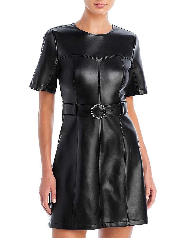 Womens Siv Faux Leather Belted Minidress Product Image