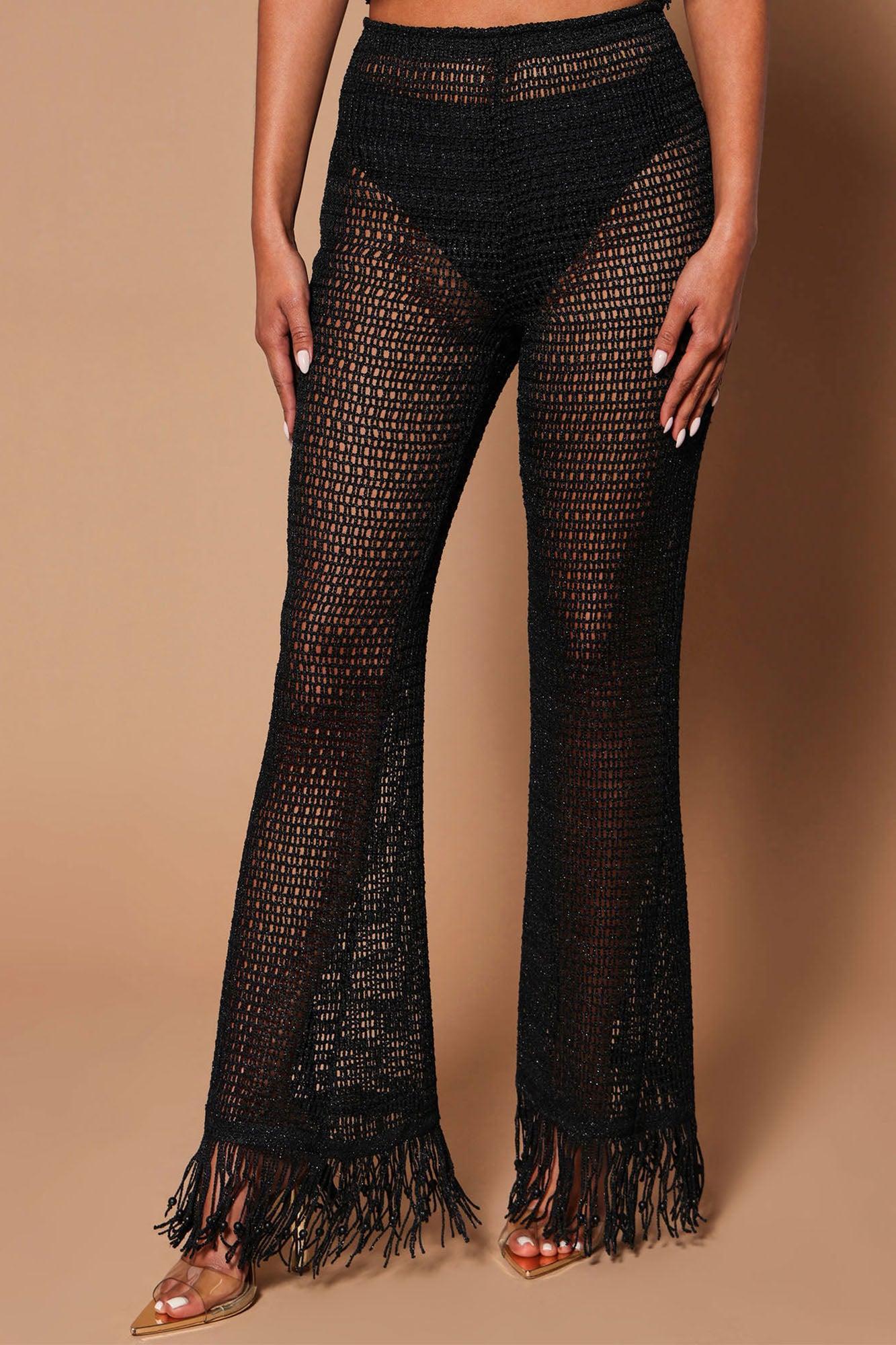 Bohemian Dreams Crochet Pant - Black Product Image