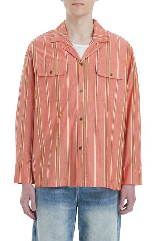 FOUND Citrus Stripe Cotton Button-Up Shirt Product Image