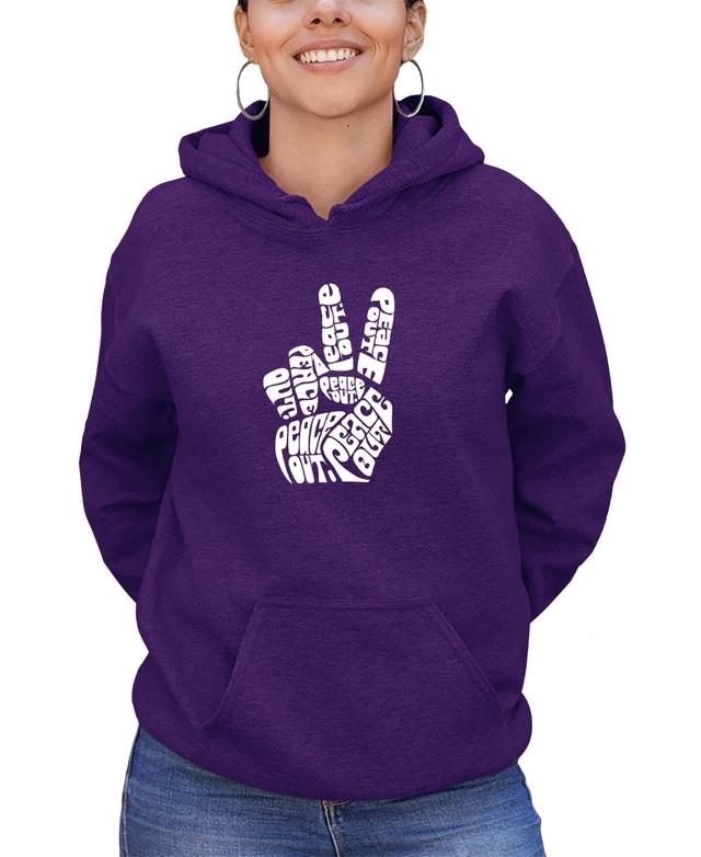 Womens Hooded Word Art Peace Out Sweatshirt Top Product Image