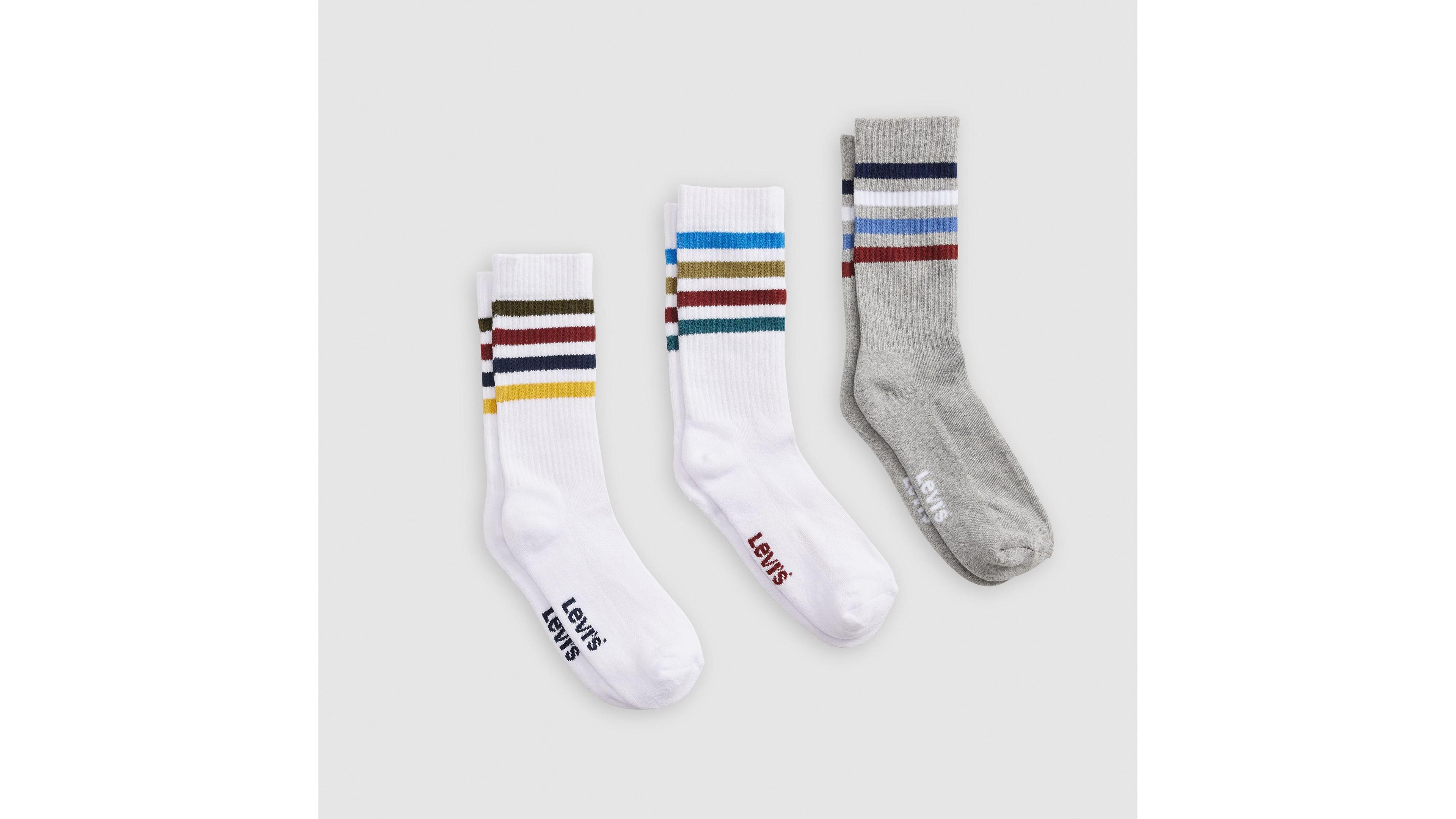 Retro Striped Athletic Crew Socks Product Image