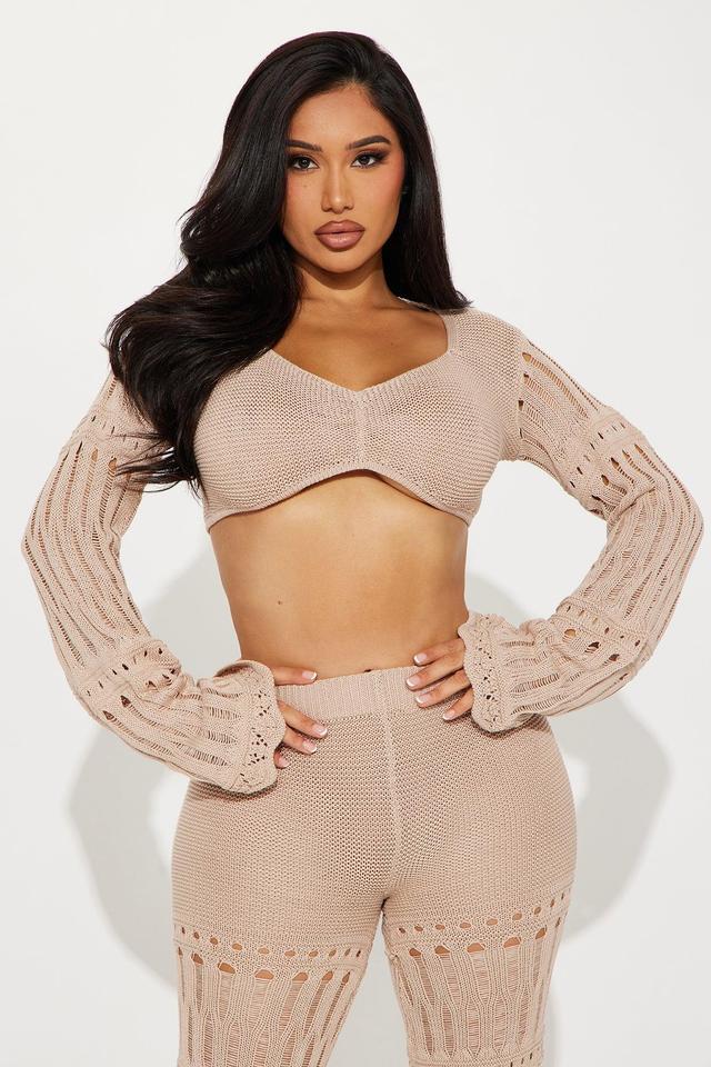 Melanie Crochet Pant Set - Taupe Product Image