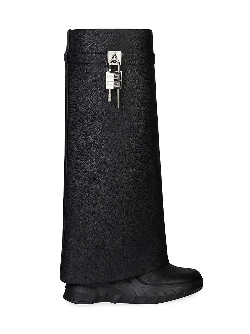 Womens Shark Lock Biker Boots in Grained Leather Product Image