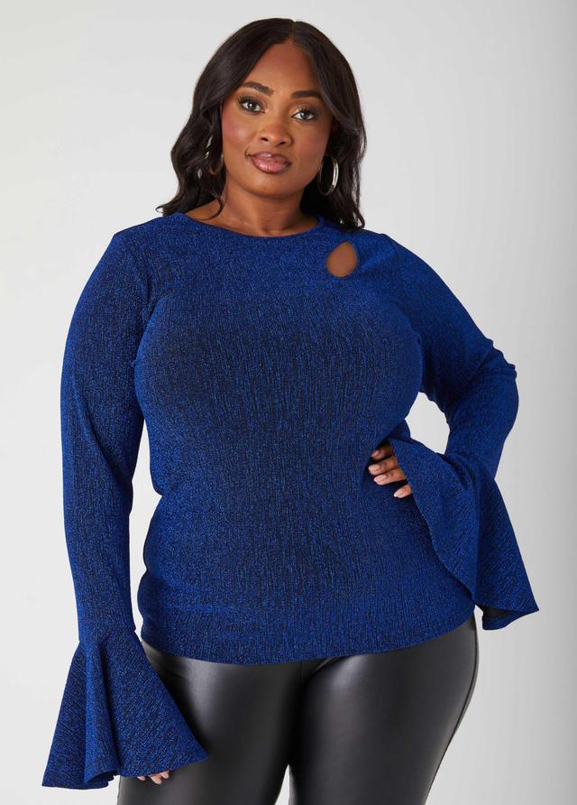 Plus Size Metallic Cutout Knit Top Ashley Stewart Product Image