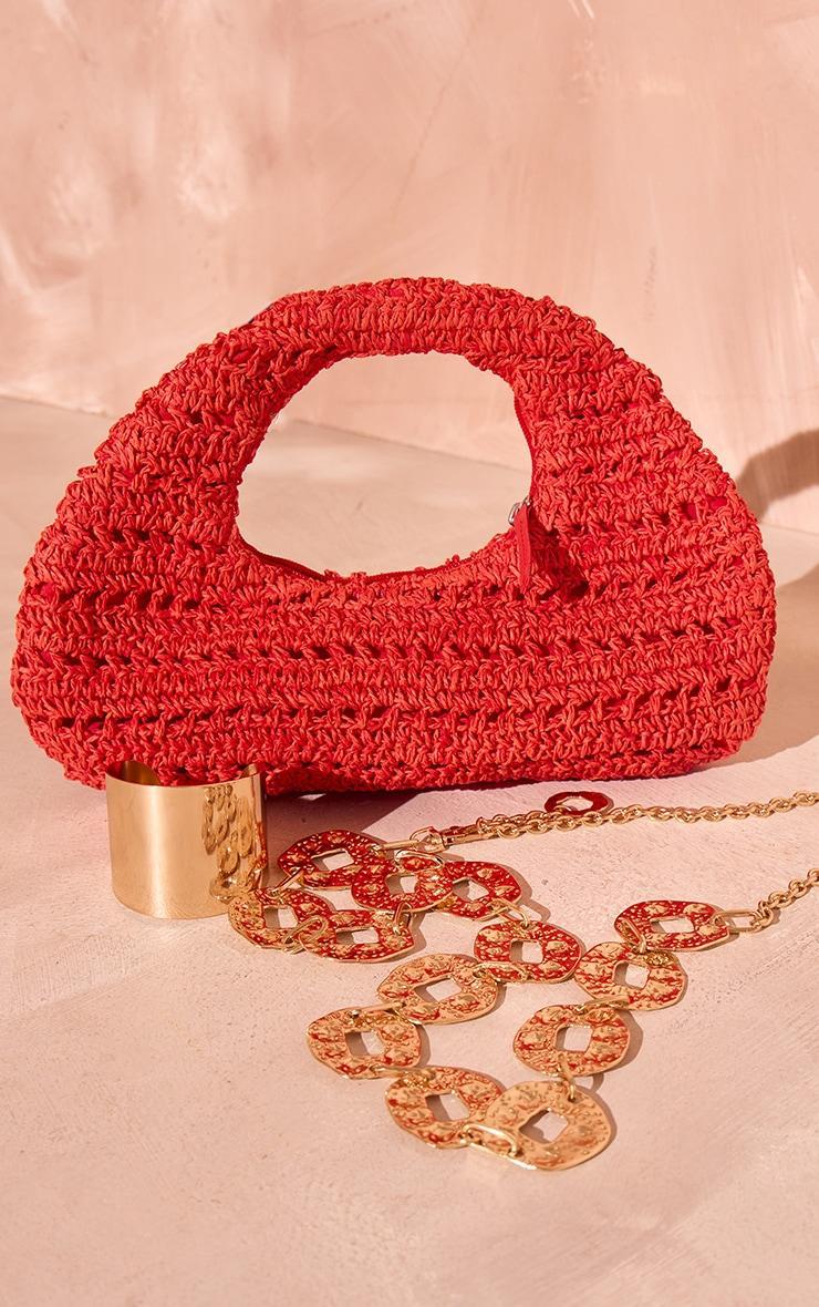 Red Mini Raffia Hand Bag Product Image