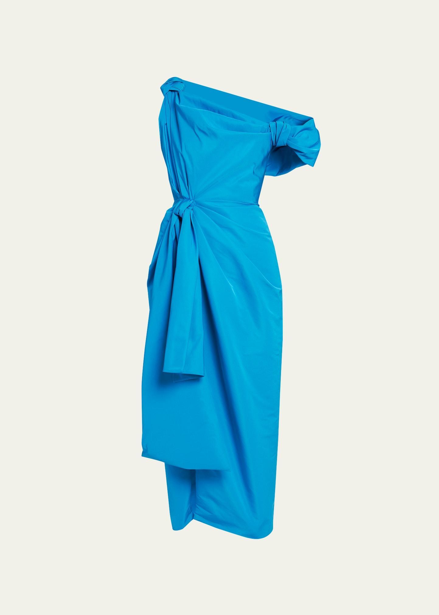 Womens Knotted Asymmetric Midi-Dress Product Image